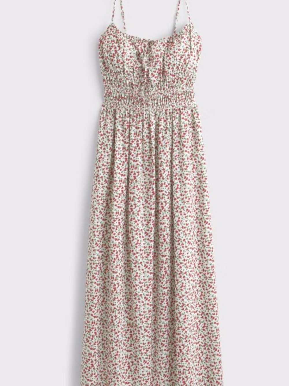 Abercrombie & Fitch Cream Maxi Dress with Red Floral Print - Picture 4 of 7